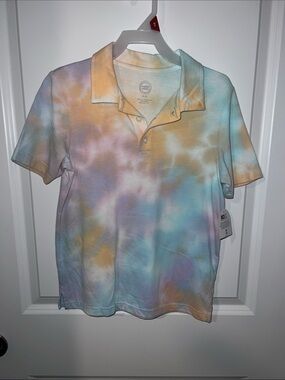 wonder nation Pastel Tie-Dye Polo Shirt - Blue, Purple, Yellow
